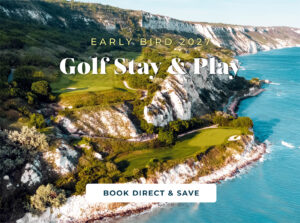 Aerial view of Thracian Cliffs golf course and Black Sea coastline with the 2027 Early Bird Stay & Play offer